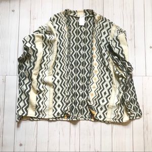 Xhilaration Black, White and Yellow Tribal Kimono